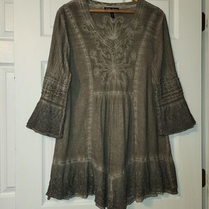 Gretty Zueger Cotton Tunic Women's Size Large‎ Gray Made In Peru